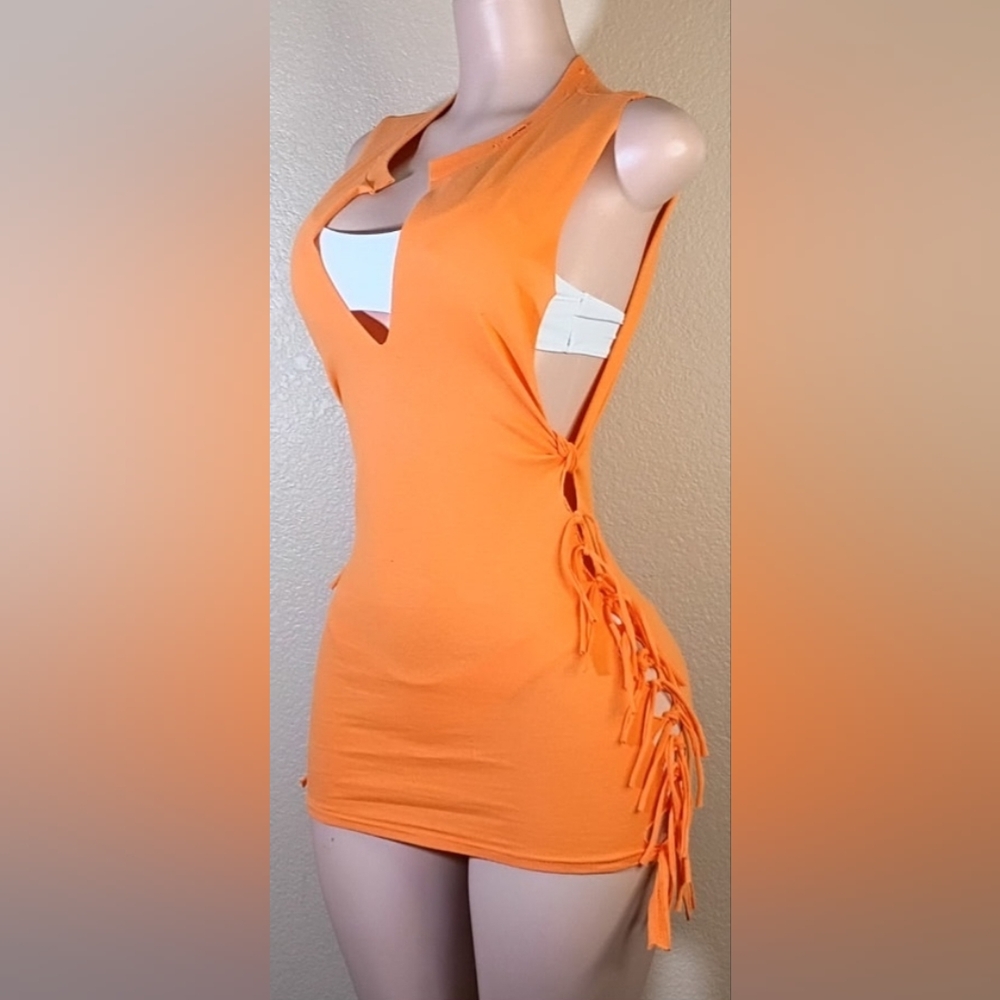 Orange NFL Custom Fringe.Bengals Tank Top - Picture 3 of 7